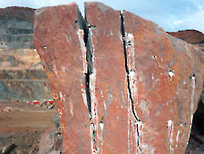 A boulder cracked with Bustar expansive grout.